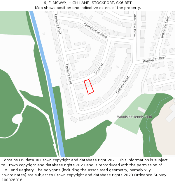 6, ELMSWAY, HIGH LANE, STOCKPORT, SK6 8BT: Location map and indicative extent of plot