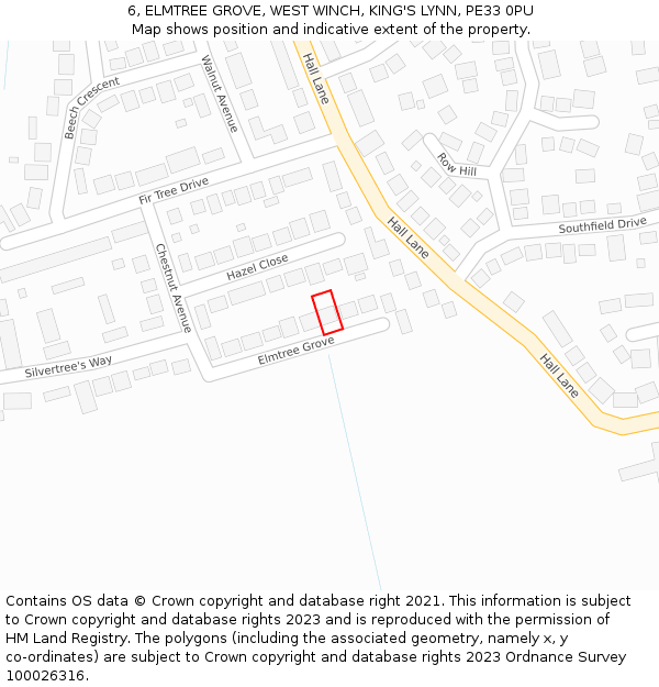 6, ELMTREE GROVE, WEST WINCH, KING'S LYNN, PE33 0PU: Location map and indicative extent of plot