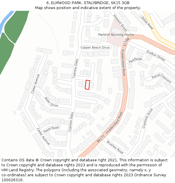 6, ELMWOOD PARK, STALYBRIDGE, SK15 3GB: Location map and indicative extent of plot