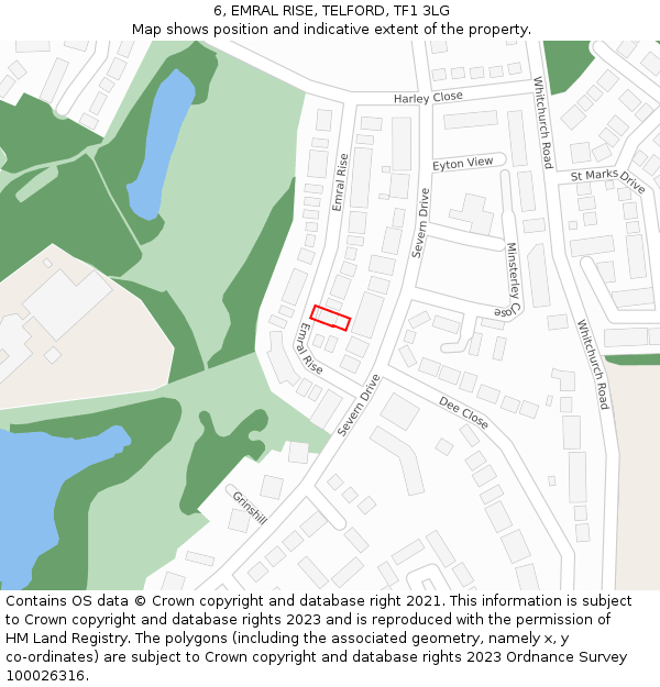 6, EMRAL RISE, TELFORD, TF1 3LG: Location map and indicative extent of plot