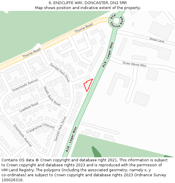 6, ENDCLIFFE WAY, DONCASTER, DN2 5RR: Location map and indicative extent of plot