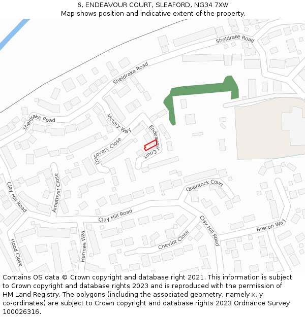 6, ENDEAVOUR COURT, SLEAFORD, NG34 7XW: Location map and indicative extent of plot