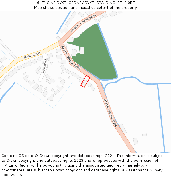 6, ENGINE DYKE, GEDNEY DYKE, SPALDING, PE12 0BE: Location map and indicative extent of plot