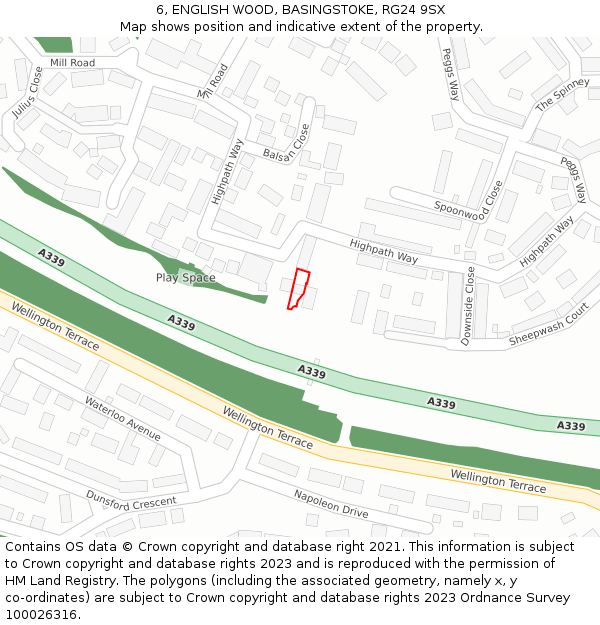 6, ENGLISH WOOD, BASINGSTOKE, RG24 9SX: Location map and indicative extent of plot