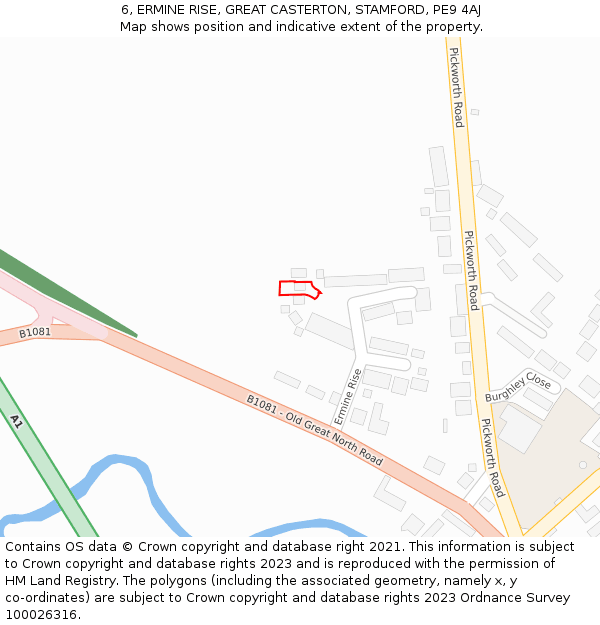 6, ERMINE RISE, GREAT CASTERTON, STAMFORD, PE9 4AJ: Location map and indicative extent of plot