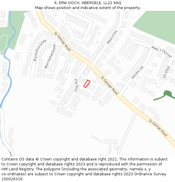 6, ERW GOCH, ABERGELE, LL22 9AQ: Location map and indicative extent of plot