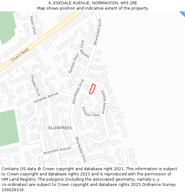 6, ESKDALE AVENUE, NORMANTON, WF6 2RE: Location map and indicative extent of plot