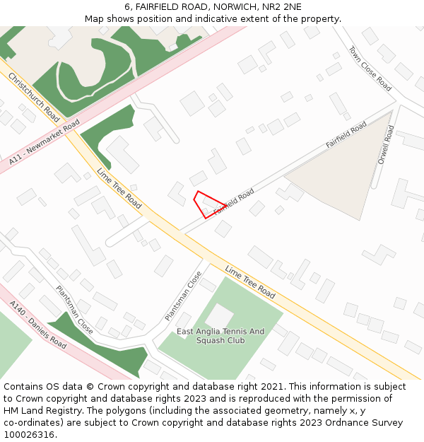 6, FAIRFIELD ROAD, NORWICH, NR2 2NE: Location map and indicative extent of plot