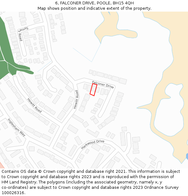 6, FALCONER DRIVE, POOLE, BH15 4QH: Location map and indicative extent of plot