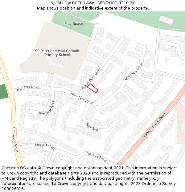 6, FALLOW DEER LAWN, NEWPORT, TF10 7JF: Location map and indicative extent of plot