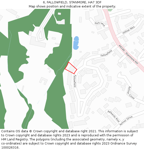 6, FALLOWFIELD, STANMORE, HA7 3DF: Location map and indicative extent of plot