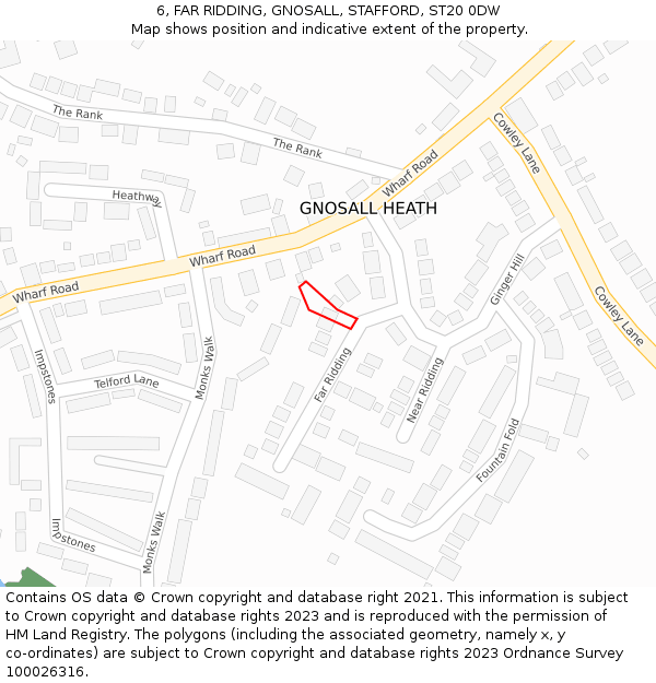 6, FAR RIDDING, GNOSALL, STAFFORD, ST20 0DW: Location map and indicative extent of plot