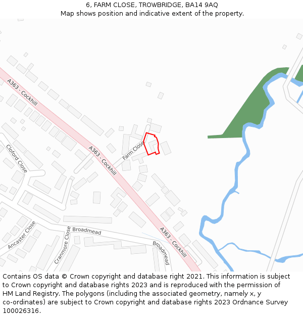 6, FARM CLOSE, TROWBRIDGE, BA14 9AQ: Location map and indicative extent of plot