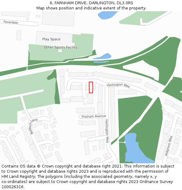 6, FARNHAM DRIVE, DARLINGTON, DL3 0RS: Location map and indicative extent of plot