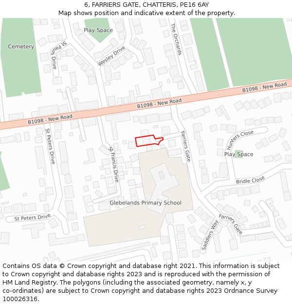 6, FARRIERS GATE, CHATTERIS, PE16 6AY: Location map and indicative extent of plot