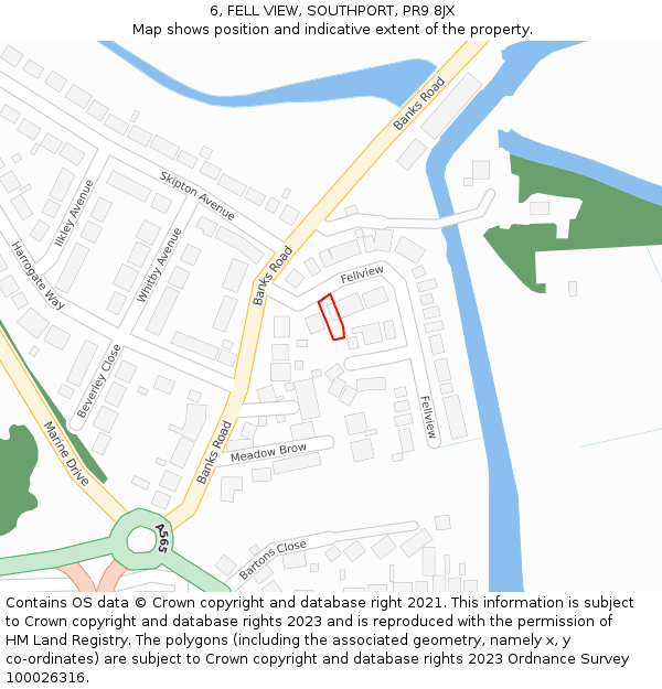 6, FELL VIEW, SOUTHPORT, PR9 8JX: Location map and indicative extent of plot