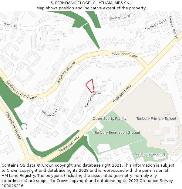 6, FERNBANK CLOSE, CHATHAM, ME5 9NH: Location map and indicative extent of plot