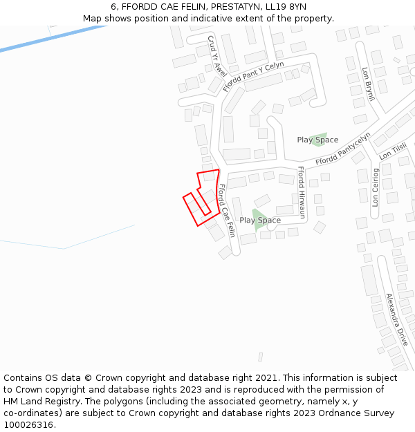 6, FFORDD CAE FELIN, PRESTATYN, LL19 8YN: Location map and indicative extent of plot