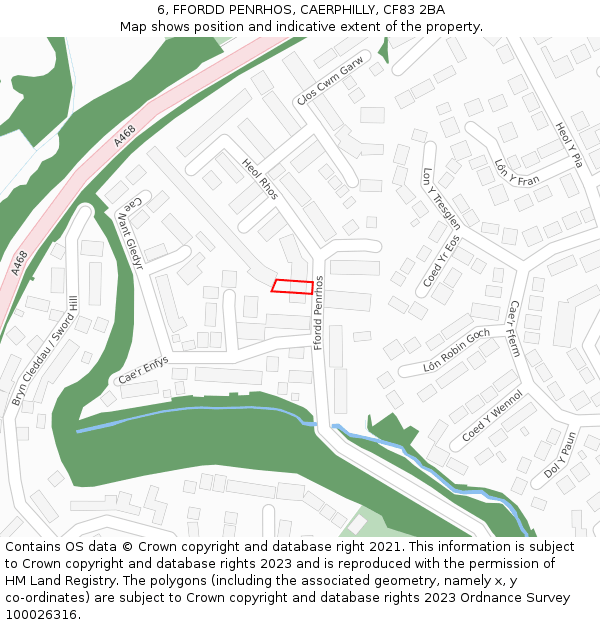 6, FFORDD PENRHOS, CAERPHILLY, CF83 2BA: Location map and indicative extent of plot