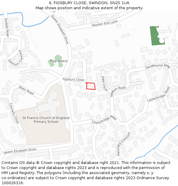 6, FIGSBURY CLOSE, SWINDON, SN25 1UA: Location map and indicative extent of plot