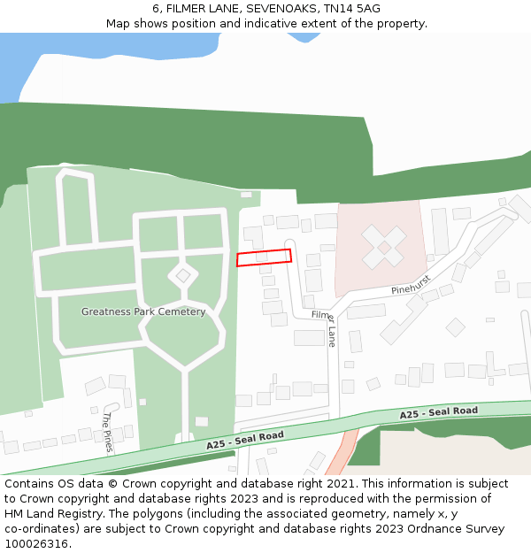 6, FILMER LANE, SEVENOAKS, TN14 5AG: Location map and indicative extent of plot