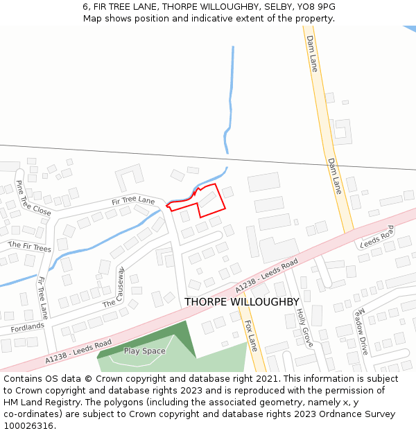 6, FIR TREE LANE, THORPE WILLOUGHBY, SELBY, YO8 9PG: Location map and indicative extent of plot