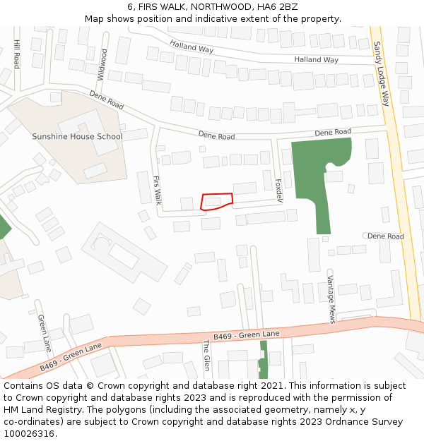 6, FIRS WALK, NORTHWOOD, HA6 2BZ: Location map and indicative extent of plot