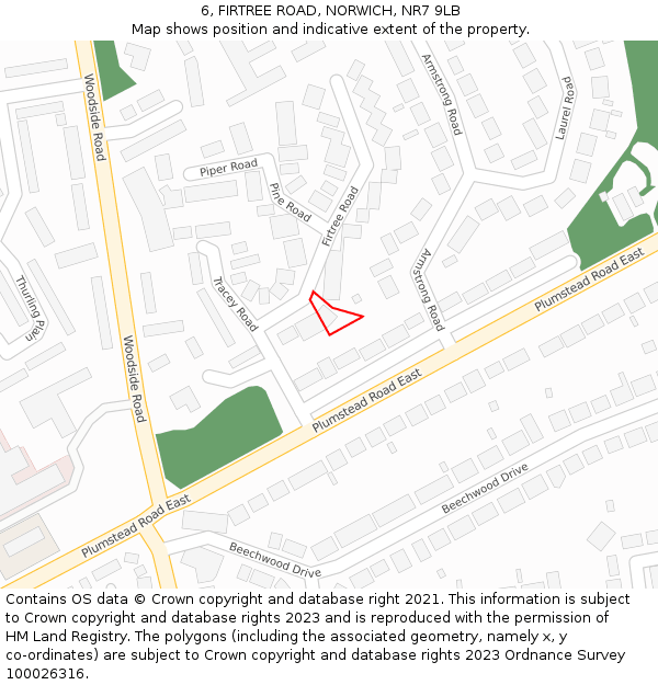 6, FIRTREE ROAD, NORWICH, NR7 9LB: Location map and indicative extent of plot