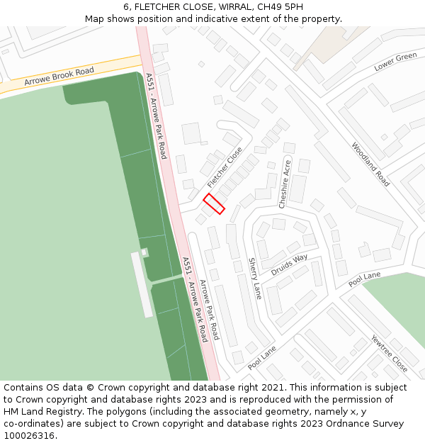 6, FLETCHER CLOSE, WIRRAL, CH49 5PH: Location map and indicative extent of plot