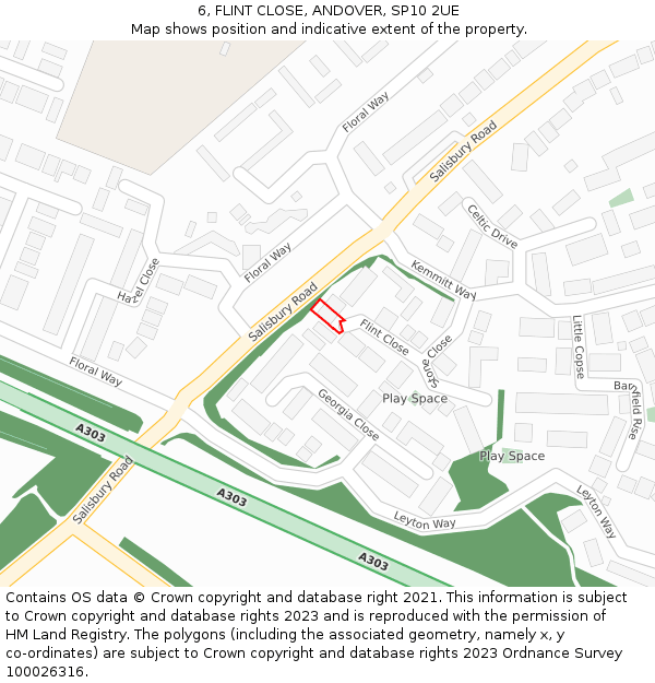 6, FLINT CLOSE, ANDOVER, SP10 2UE: Location map and indicative extent of plot