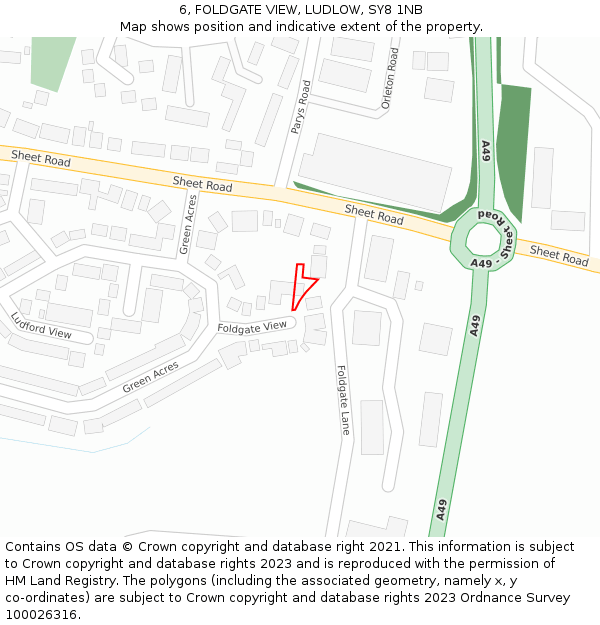 6, FOLDGATE VIEW, LUDLOW, SY8 1NB: Location map and indicative extent of plot