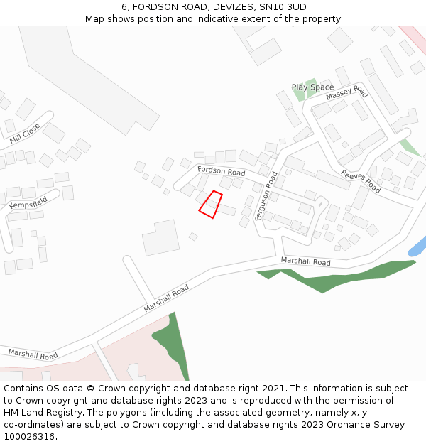 6, FORDSON ROAD, DEVIZES, SN10 3UD: Location map and indicative extent of plot