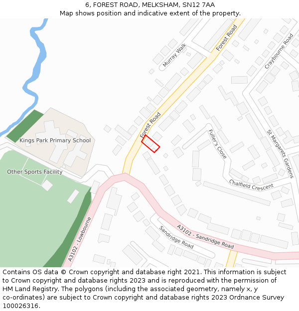 6, FOREST ROAD, MELKSHAM, SN12 7AA: Location map and indicative extent of plot