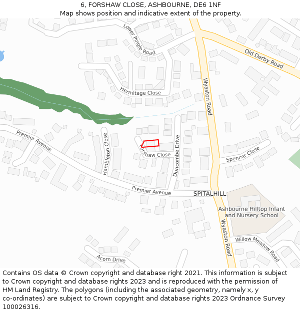 6, FORSHAW CLOSE, ASHBOURNE, DE6 1NF: Location map and indicative extent of plot