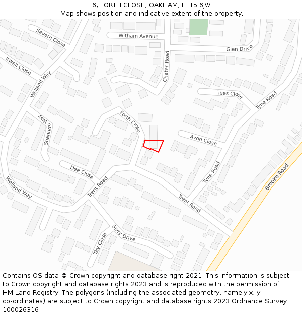 6, FORTH CLOSE, OAKHAM, LE15 6JW: Location map and indicative extent of plot