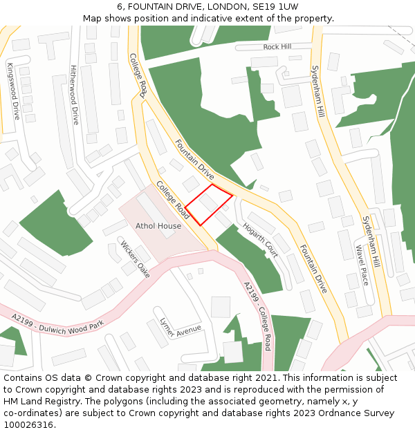 6, FOUNTAIN DRIVE, LONDON, SE19 1UW: Location map and indicative extent of plot