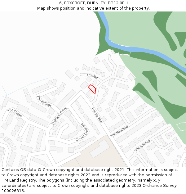 6, FOXCROFT, BURNLEY, BB12 0EH: Location map and indicative extent of plot