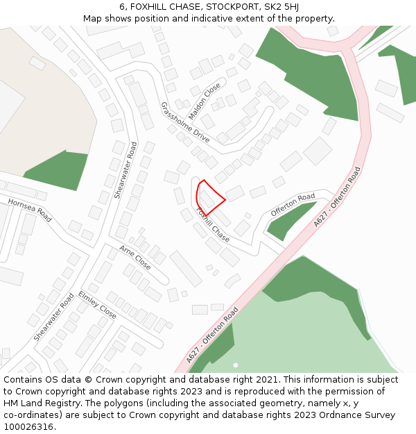 6, FOXHILL CHASE, STOCKPORT, SK2 5HJ: Location map and indicative extent of plot