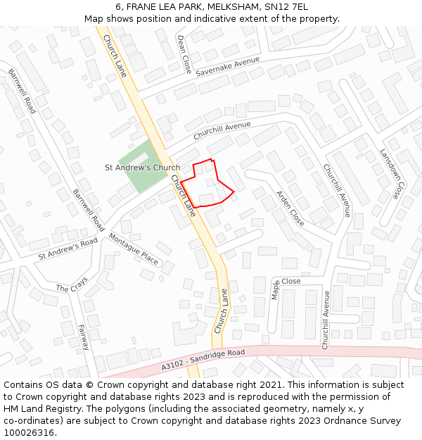 6, FRANE LEA PARK, MELKSHAM, SN12 7EL: Location map and indicative extent of plot