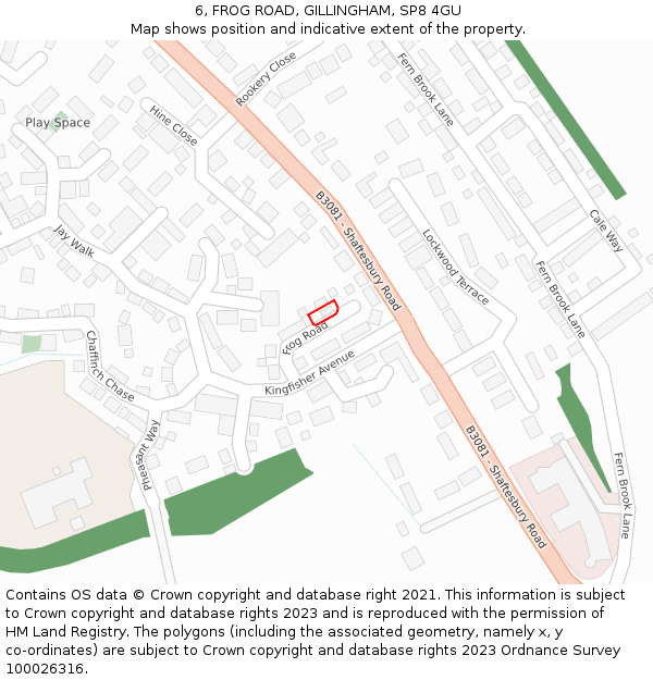 6, FROG ROAD, GILLINGHAM, SP8 4GU: Location map and indicative extent of plot