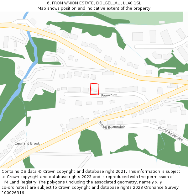 6, FRON WNION ESTATE, DOLGELLAU, LL40 1SL: Location map and indicative extent of plot