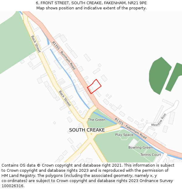 6, FRONT STREET, SOUTH CREAKE, FAKENHAM, NR21 9PE: Location map and indicative extent of plot