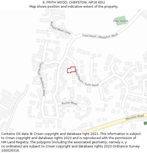 6, FRYTH WOOD, CHEPSTOW, NP16 6DU: Location map and indicative extent of plot