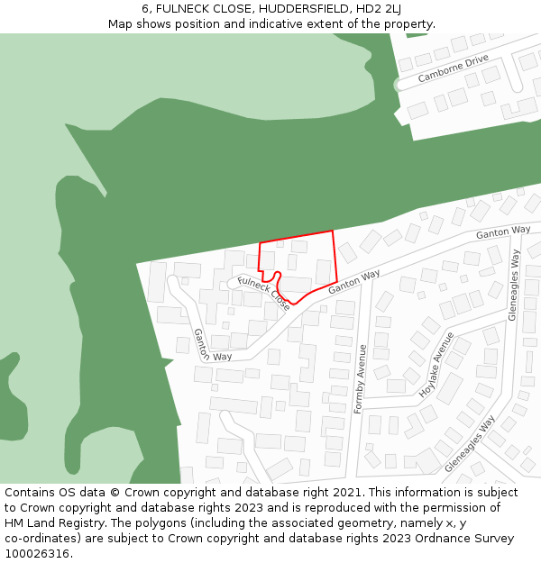 6, FULNECK CLOSE, HUDDERSFIELD, HD2 2LJ: Location map and indicative extent of plot