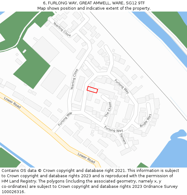 6, FURLONG WAY, GREAT AMWELL, WARE, SG12 9TF: Location map and indicative extent of plot