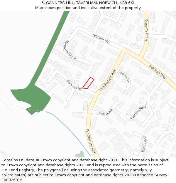 6, GANNERS HILL, TAVERHAM, NORWICH, NR8 6XL: Location map and indicative extent of plot