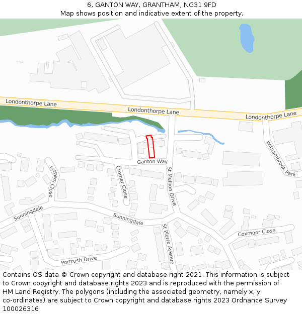 6, GANTON WAY, GRANTHAM, NG31 9FD: Location map and indicative extent of plot