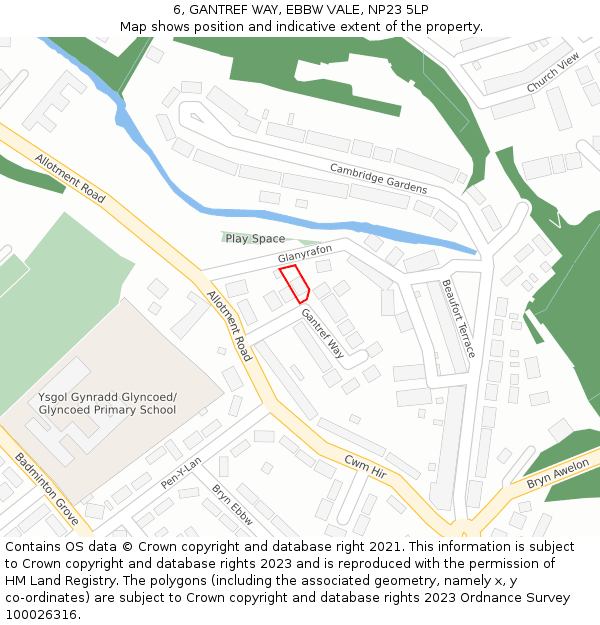 6, GANTREF WAY, EBBW VALE, NP23 5LP: Location map and indicative extent of plot