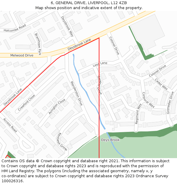 6, GENERAL DRIVE, LIVERPOOL, L12 4ZB: Location map and indicative extent of plot