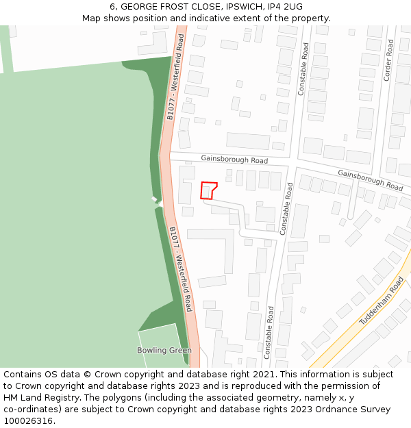 6, GEORGE FROST CLOSE, IPSWICH, IP4 2UG: Location map and indicative extent of plot